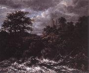 Jacob van Ruisdael Waterfall by Church oil